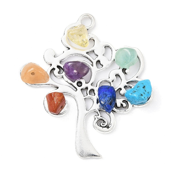PandaHall 7 Chakra Mixed Gemstone Chip Pendants, Tibetan Style Zinc Alloy Tree of Life Charms, Antique Silver, Mixed Dyed and Undyed, Tree...
PandaHall 7 Chakra Mixed Gemstone Chip Pendants, Tibetan Style Zinc Alloy Tree of Life Charms, Antique Silver, Mixed Dyed and Undyed, Tree...