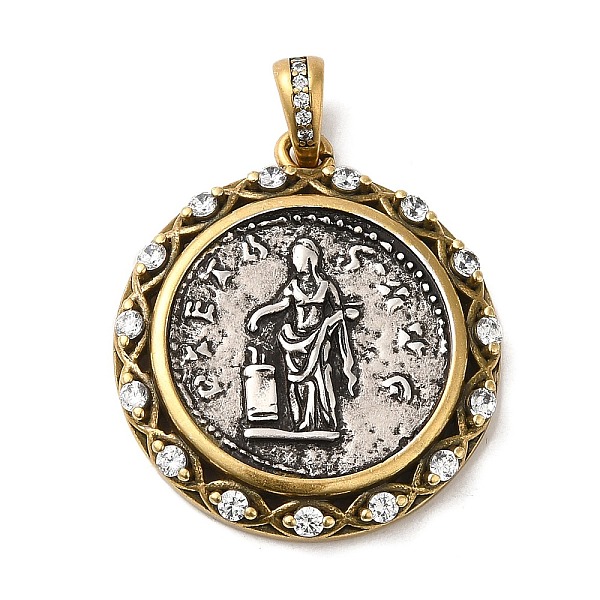 PandaHall Brass with Cubic Zirconia Pendants, Long-Lasting Plated, Cadmium Free & Lead Free, Flat Round with Human, Antique Silver & Antique..., Clear
PandaHall Brass with Cubic Zirconia Pendants, Long-Lasting Plated, Cadmium Free & Lead Free, Flat Round with Human, Antique Silver & Antique..., Clear