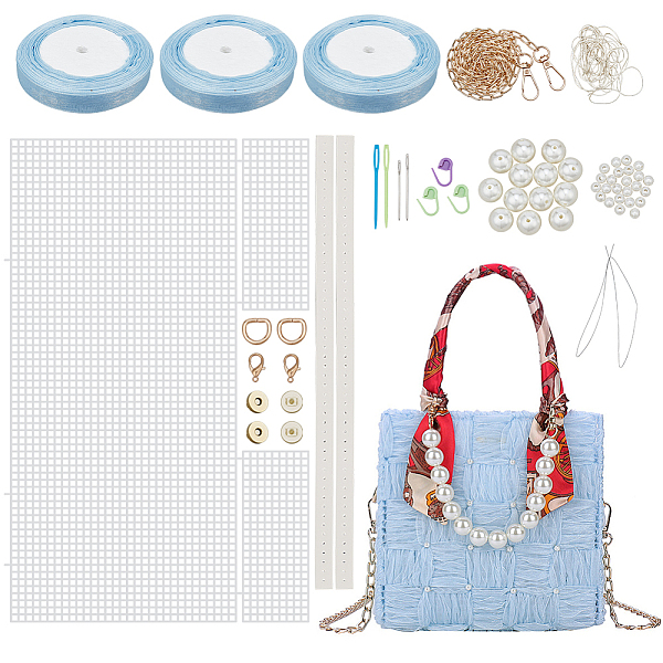 PandaHall DIY Ribbon Knitting Women's Handbag Kits, including Plastic Mesh Canvas Sheets, Shoulder Strap, Bag Handle, Magnetic Clasp, Wax...
PandaHall DIY Ribbon Knitting Women's Handbag Kits, including Plastic Mesh Canvas Sheets, Shoulder Strap, Bag Handle, Magnetic Clasp, Wax...