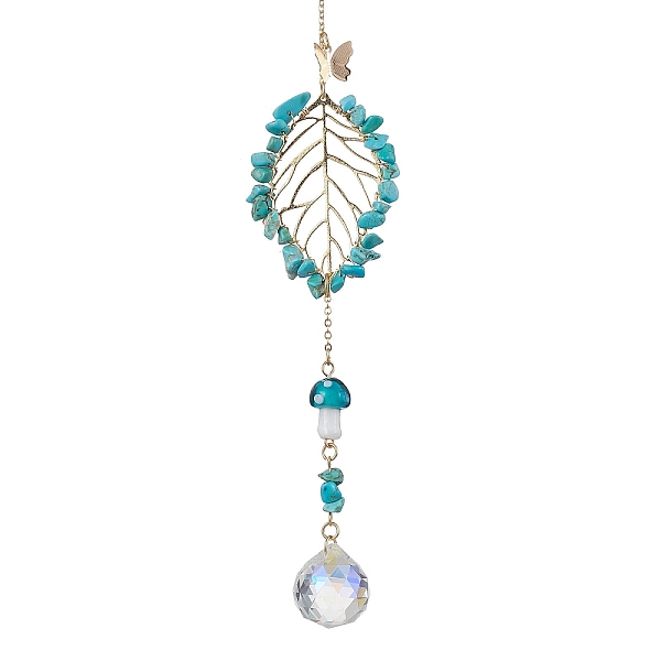PandaHall Synthetic Turquoise with Glass and Lampwork Pendant Decorations, With Alloy Finding, Leaf, 250mm Synthetic Turquoise Leaf
PandaHall Synthetic Turquoise with Glass and Lampwork Pendant Decorations, With Alloy Finding, Leaf, 250mm Synthetic Turquoise Leaf