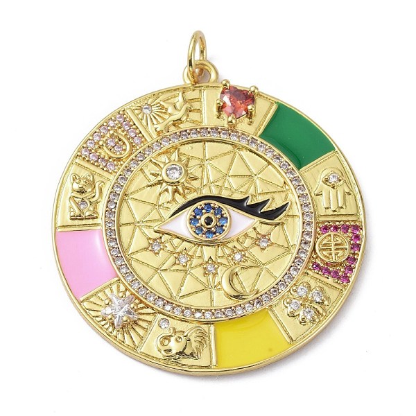 PandaHall Brass Clear Cubic Zirconia Enamel Pendants, with Jump Ring, Long-Lasting Plated, Lead Free & Cadmium Free, Flat Round with Eye...
PandaHall Brass Clear Cubic Zirconia Enamel Pendants, with Jump Ring, Long-Lasting Plated, Lead Free & Cadmium Free, Flat Round with Eye...
