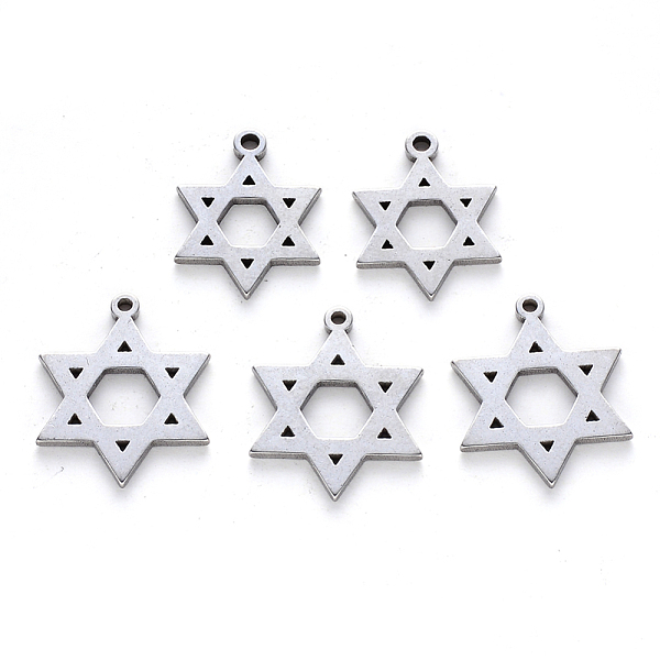 PandaHall Religion Theme, 304 Stainless Steel Pendants, Laser Cut, for Jewish, Star of David, Stainless Steel Color, 17x14x1mm, Hole: 1.2mm...
PandaHall Religion Theme, 304 Stainless Steel Pendants, Laser Cut, for Jewish, Star of David, Stainless Steel Color, 17x14x1mm, Hole: 1.2mm...
