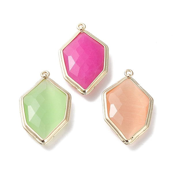 PandaHall Cat Eye & Dyed Natural Jade Pendants, with Rack Plating Light Gold Plated Edge Brass Findings, Faceted, Hexagon, 31x18x5mm, Hole...
PandaHall Cat Eye & Dyed Natural Jade Pendants, with Rack Plating Light Gold Plated Edge Brass Findings, Faceted, Hexagon, 31x18x5mm, Hole...