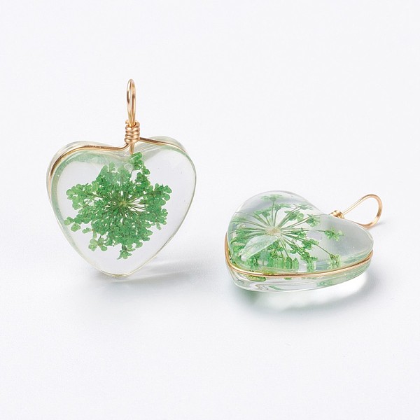 PandaHall Inner Flower Glass Pendants, with Long-Lasting Plated Brass Findings, Nickel Free, Heart, Real 18K Gold Plated, Lime Green...
PandaHall Inner Flower Glass Pendants, with Long-Lasting Plated Brass Findings, Nickel Free, Heart, Real 18K Gold Plated, Lime Green...