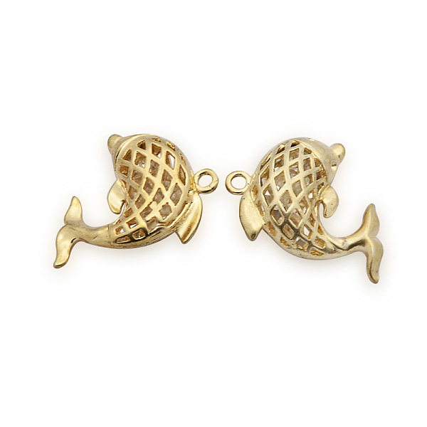 PandaHall Brass Dolphin Pendants, with Glass Rhinestone Inside, Hollow, Matte Gold Color, 25x19x7mm, Hole: 2mm Brass+Rhinestone Dolphin
PandaHall Brass Dolphin Pendants, with Glass Rhinestone Inside, Hollow, Matte Gold Color, 25x19x7mm, Hole: 2mm Brass+Rhinestone Dolphin