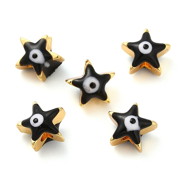 PandaHall Golden Tone Brass Enamel Beads, Cadmium Free & Lead Free, Long-Lasting Plated, Star with Evil Eye, Black, 8x8x5mm, Hole: 1.4mm...
PandaHall Golden Tone Brass Enamel Beads, Cadmium Free & Lead Free, Long-Lasting Plated, Star with Evil Eye, Black, 8x8x5mm, Hole: 1.4mm...