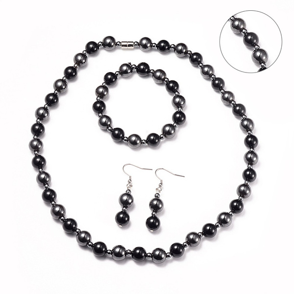 PandaHall Necklaces & Stretch Bracelets & Dangle Earrings Jewelry Sets, with Stainless Steel Findings, Magnetic Synthetic Hematite and..., Black
PandaHall Necklaces & Stretch Bracelets & Dangle Earrings Jewelry Sets, with Stainless Steel Findings, Magnetic Synthetic Hematite and..., Black