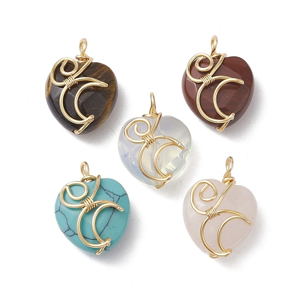 PandaHall Natural & Synthetic Mixed Gemstone Copper Wire Wrapped Pendants, Faceted Heart Charms with Moon, Golden, 20~21x15x9~10mm, Hole...
PandaHall Natural & Synthetic Mixed Gemstone Copper Wire Wrapped Pendants, Faceted Heart Charms with Moon, Golden, 20~21x15x9~10mm, Hole...
