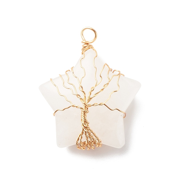 PandaHall Natural Quartz Crystal Pendants, with Golden Tone Copper Wire Wrapped, Star with Tree, 36x30x12mm, Hole: 3.5mm Quartz Crystal Star
PandaHall Natural Quartz Crystal Pendants, with Golden Tone Copper Wire Wrapped, Star with Tree, 36x30x12mm, Hole: 3.5mm Quartz Crystal Star