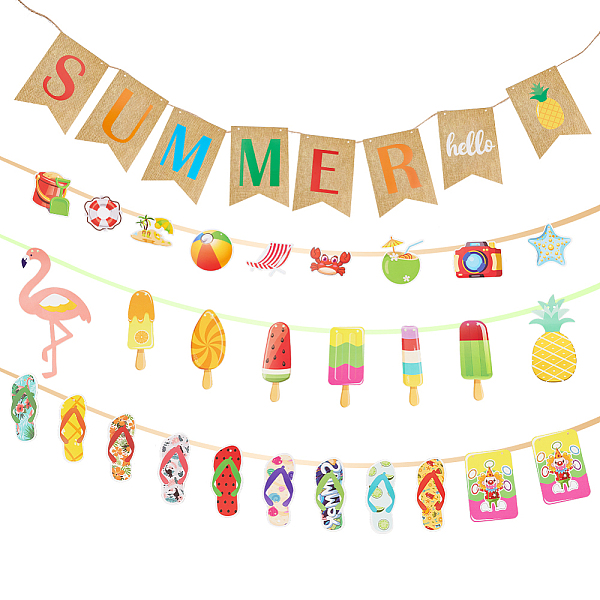 PandaHall AHADERMAKER 5 Bags 5 Style Summer Birthday Theme Paper Hanging Decorations & Flag Banners, with Hemp Cord, Mixed Shapes, Mixed..., Multicolor
PandaHall AHADERMAKER 5 Bags 5 Style Summer Birthday Theme Paper Hanging Decorations & Flag Banners, with Hemp Cord, Mixed Shapes, Mixed..., Multicolor