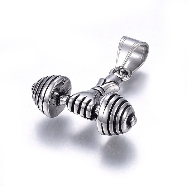 PandaHall 304 Stainless Steel Pendants, Sports Charms, Hand and Dumbbell, Antique Silver, 28.5x31x12mm, Hole: 9x5mm 304 Stainless Steel...
PandaHall 304 Stainless Steel Pendants, Sports Charms, Hand and Dumbbell, Antique Silver, 28.5x31x12mm, Hole: 9x5mm 304 Stainless Steel...