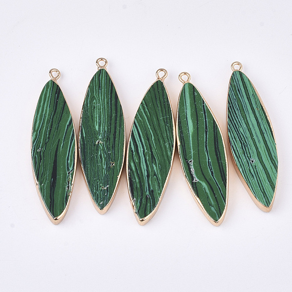 PandaHall Electroplate Synthetic Malachite Big Pendants, with Iron Findings, Horse Eye, Golden, 54~56x14~16x5~6mm, Hole: 1.8mm Malachite...
PandaHall Electroplate Synthetic Malachite Big Pendants, with Iron Findings, Horse Eye, Golden, 54~56x14~16x5~6mm, Hole: 1.8mm Malachite...