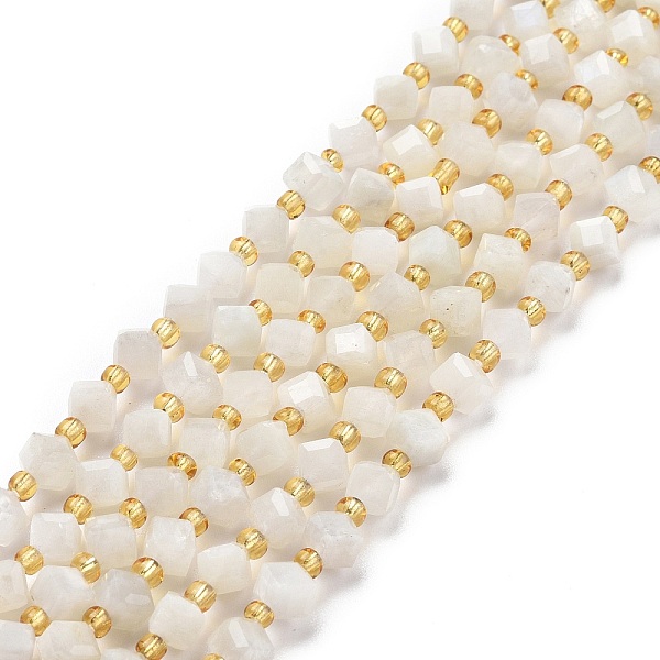 PandaHall Natural White Moonstone Beads Strands, with Seed Beads, Faceted, Diagonal Cube Beads, 5~6x5~6x4~5mm, Hole: 1mm, about...
PandaHall Natural White Moonstone Beads Strands, with Seed Beads, Faceted, Diagonal Cube Beads, 5~6x5~6x4~5mm, Hole: 1mm, about...