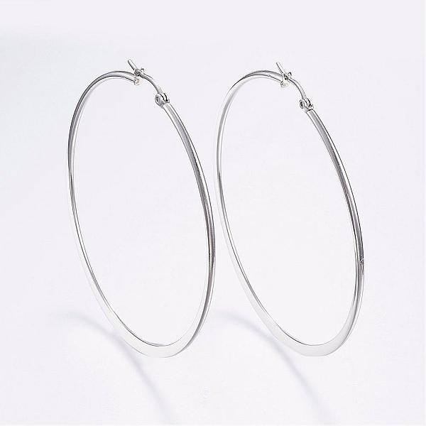 PandaHall 304 Stainless Steel Big Hoop Earrings, Hypoallergenic Earrings, Flat Ring Shape, Stainless Steel Color, 12 Gauge, 64~66x2mm, Pin...
PandaHall 304 Stainless Steel Big Hoop Earrings, Hypoallergenic Earrings, Flat Ring Shape, Stainless Steel Color, 12 Gauge, 64~66x2mm, Pin...