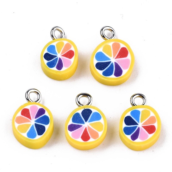 PandaHall Handmade Polymer Clay Charms, with Platinum Tone Iron Findings, Lemon, Rainbow Color, 13~14x8.5~10x4mm, Hole: 1.8mm Polymer Clay...
PandaHall Handmade Polymer Clay Charms, with Platinum Tone Iron Findings, Lemon, Rainbow Color, 13~14x8.5~10x4mm, Hole: 1.8mm Polymer Clay...