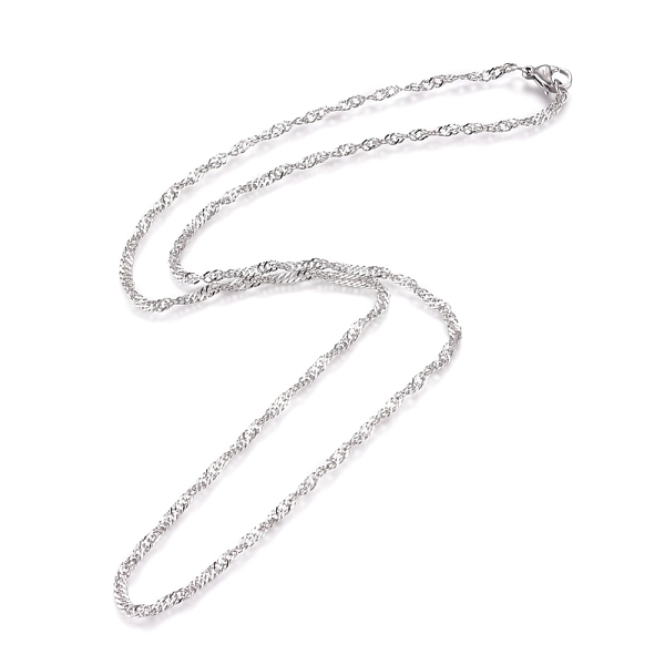 PandaHall 304 Stainless Steel Singapore Chain Necklaces, Water Wave Chain Necklaces, with Lobster Claw Clasps, Stainless Steel Color, 19.69...
PandaHall 304 Stainless Steel Singapore Chain Necklaces, Water Wave Chain Necklaces, with Lobster Claw Clasps, Stainless Steel Color, 19.69...