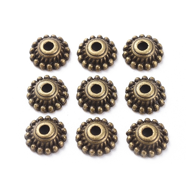 PandaHall Tibetan Style Alloy Caps, Cadmium Free & Nickel Free & Lead Free, Antique Bronze, 8x3mm, Hole: 2mm Alloy
PandaHall Tibetan Style Alloy Caps, Cadmium Free & Nickel Free & Lead Free, Antique Bronze, 8x3mm, Hole: 2mm Alloy
