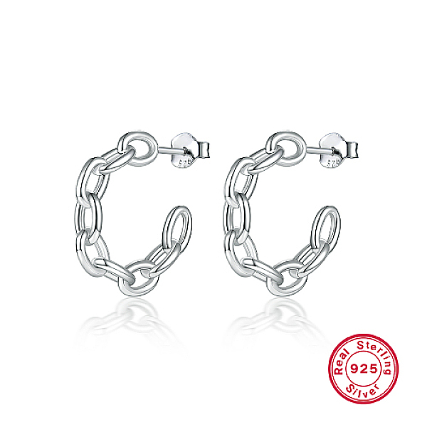 PandaHall Rhodium Plated 925 Sterling Silver Ring Stud Earrings, Half Hoop Earrings, with 925 Stamp, Platinum, 27x6.2mm Sterling Silver
PandaHall Rhodium Plated 925 Sterling Silver Ring Stud Earrings, Half Hoop Earrings, with 925 Stamp, Platinum, 27x6.2mm Sterling Silver