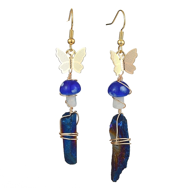 PandaHall Dyed Natural Quartz Crystal Nugget & Mushroom Lampwork Dangle Earrings, Golden Brass Butterfly Long Drop Earrings, Blue...
PandaHall Dyed Natural Quartz Crystal Nugget & Mushroom Lampwork Dangle Earrings, Golden Brass Butterfly Long Drop Earrings, Blue...