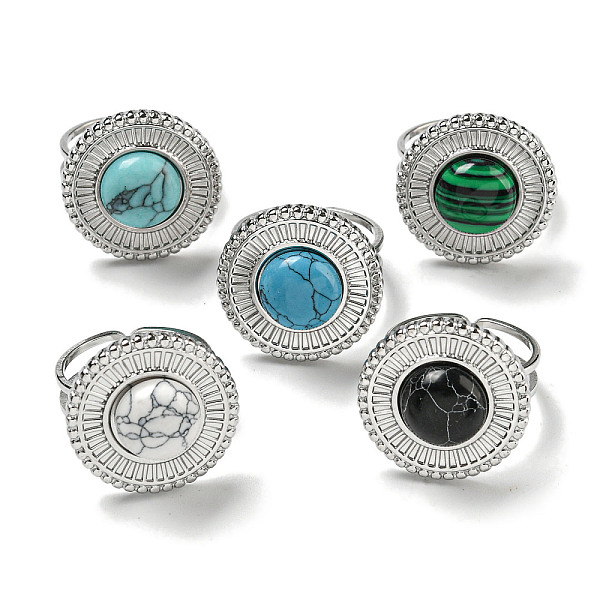PandaHall 304 Stainless Steel Open Cuff Rings, Synthetic Malachite & Turquoise Flat Round Finger Rings for Women Men, Stainless Steel Color...
PandaHall 304 Stainless Steel Open Cuff Rings, Synthetic Malachite & Turquoise Flat Round Finger Rings for Women Men, Stainless Steel Color...