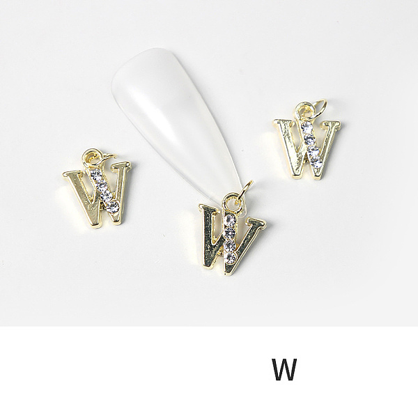 PandaHall Alloy Rhinestone Cabochons, Nail Art Decoration Accessories, with Jump Ring, Letter, Golden, Letter.W, 11~14x5~12mm..., Clear
PandaHall Alloy Rhinestone Cabochons, Nail Art Decoration Accessories, with Jump Ring, Letter, Golden, Letter.W, 11~14x5~12mm..., Clear