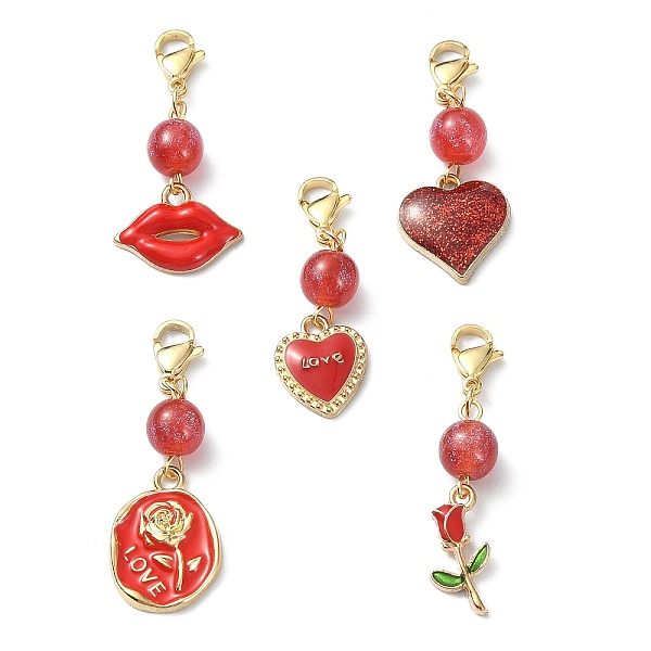 PandaHall Valentine's Day Alloy Enamel Pendants Decoratios, with Round Resin Beads and Stainless Steel Lobster Claw Clasps, Mixed Shapes..., Red
PandaHall Valentine's Day Alloy Enamel Pendants Decoratios, with Round Resin Beads and Stainless Steel Lobster Claw Clasps, Mixed Shapes..., Red