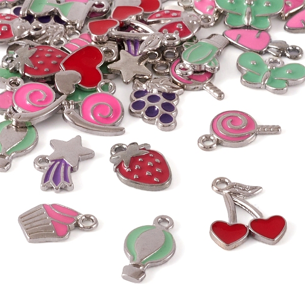 PandaHall 36Pcs 18 Style Zinc Alloy Pendants, with Enamel, Platinum, Mixed Shapes, Mixed Color, 7.5~20.5x7~18.5x1.5~3mm, Hole: 1.6~2mm..., Multicolor
PandaHall 36Pcs 18 Style Zinc Alloy Pendants, with Enamel, Platinum, Mixed Shapes, Mixed Color, 7.5~20.5x7~18.5x1.5~3mm, Hole: 1.6~2mm..., Multicolor