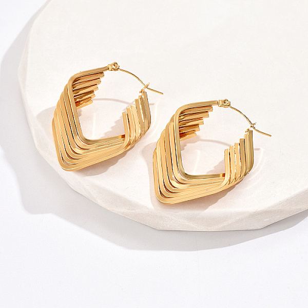 PandaHall Real 18K Gold Plated 304 Stainless Steel Multi Layered Hoop Earrings, Rhombus, 40x30mm 304 Stainless Steel Rhombus
PandaHall Real 18K Gold Plated 304 Stainless Steel Multi Layered Hoop Earrings, Rhombus, 40x30mm 304 Stainless Steel Rhombus