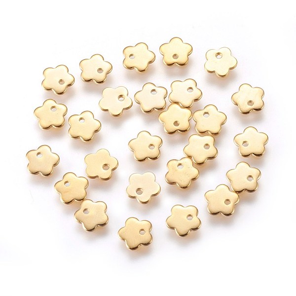PandaHall 201 Stainless Steel Charms, Flower, Golden, 7x7x1mm, Hole: 1mm 201 Stainless Steel Flower
PandaHall 201 Stainless Steel Charms, Flower, Golden, 7x7x1mm, Hole: 1mm 201 Stainless Steel Flower