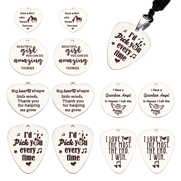 PandaHall arricraft 12 Pcs 3 Styles Stainless Steel Guitar Pick Charms, Heart/Round/Guitar Pick Metal Pendants with Word Charms for Necklace...
PandaHall arricraft 12 Pcs 3 Styles Stainless Steel Guitar Pick Charms, Heart/Round/Guitar Pick Metal Pendants with Word Charms for Necklace...