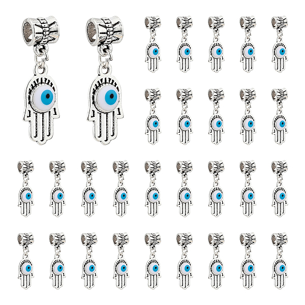 PandaHall DICOSMETIC 30Pcs Antique Silver Plated Alloy European Dangle Charms, Large Hole Pendants, with Enamel, Hamsa Hand/Hand of Miriam..., White
PandaHall DICOSMETIC 30Pcs Antique Silver Plated Alloy European Dangle Charms, Large Hole Pendants, with Enamel, Hamsa Hand/Hand of Miriam..., White