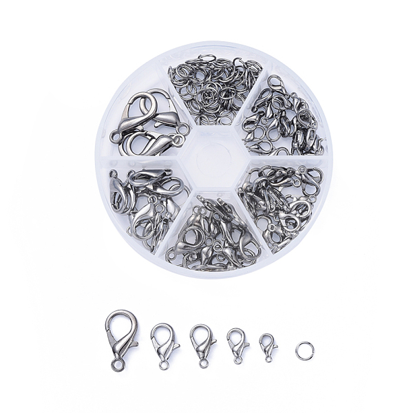 PandaHall Alloy Lobster Claw Clasps and Jump Rings Set, Gunmetal, Clasps: 10~20.5x6~13x3.5~5.5mm, Hole: 1~2mm, about 70pcs/box, Jump Rings...
PandaHall Alloy Lobster Claw Clasps and Jump Rings Set, Gunmetal, Clasps: 10~20.5x6~13x3.5~5.5mm, Hole: 1~2mm, about 70pcs/box, Jump Rings...