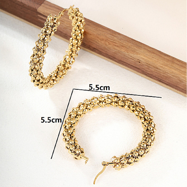 PandaHall Stainless Steel Hoop Earring for Women, Real 18K Gold Plated, Ring, 55x55mm Stainless Steel Ring
PandaHall Stainless Steel Hoop Earring for Women, Real 18K Gold Plated, Ring, 55x55mm Stainless Steel Ring