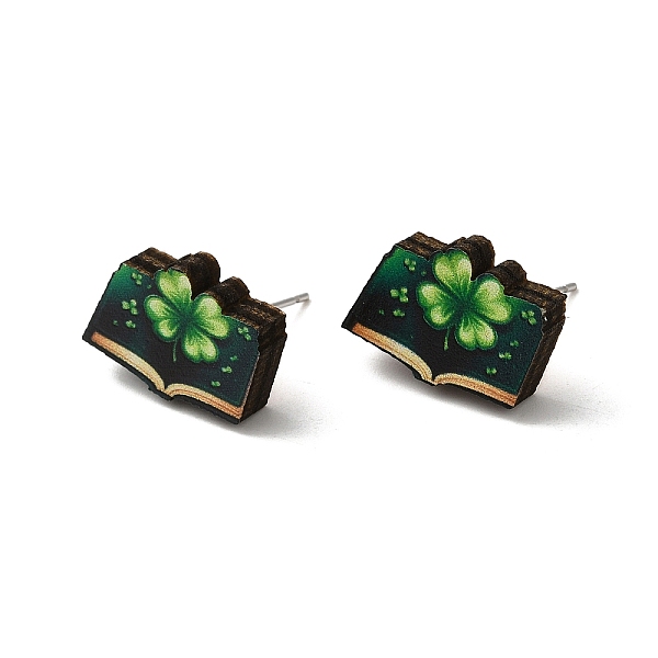 PandaHall Saint Patrick's Day Green Wood Stud Earrings, with 316 Stainless Steel Pins, Book, 12x17mm Wood Book
PandaHall Saint Patrick's Day Green Wood Stud Earrings, with 316 Stainless Steel Pins, Book, 12x17mm Wood Book
