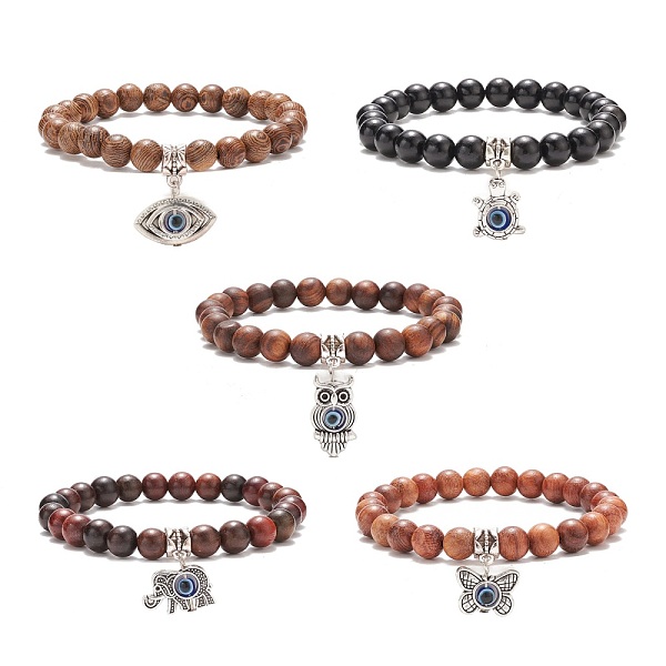 PandaHall Natural Wood Round Beaded Stretch Bracelet, Alloy Charm with Resin Evil Eye Bracelet for Women, Mixed Color, Inner Diameter: 2-1/4..., Multicolor
PandaHall Natural Wood Round Beaded Stretch Bracelet, Alloy Charm with Resin Evil Eye Bracelet for Women, Mixed Color, Inner Diameter: 2-1/4..., Multicolor