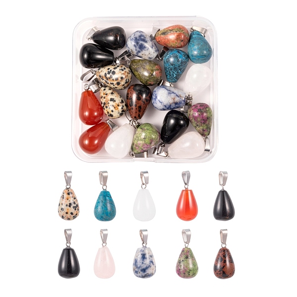 PandaHall 20Pcs 10 Style Natural Gemstone Pendants, with Platinum Tone Brass Findings, Teardrop, 10pcs/style Mixed Stone Teardrop
PandaHall 20Pcs 10 Style Natural Gemstone Pendants, with Platinum Tone Brass Findings, Teardrop, 10pcs/style Mixed Stone Teardrop