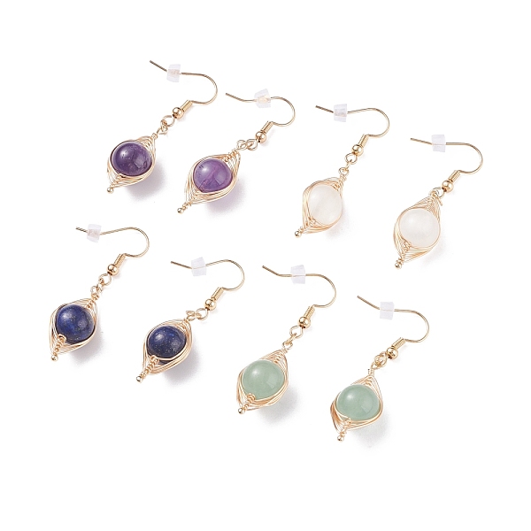 PandaHall Natural Stone Braided Dangle Earring, Brass Oval Drop Earrings for Women, Golden, 46mm, Pin: 0.6mm Mixed Stone
PandaHall Natural Stone Braided Dangle Earring, Brass Oval Drop Earrings for Women, Golden, 46mm, Pin: 0.6mm Mixed Stone
