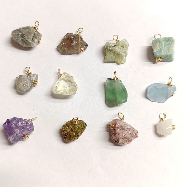 PandaHall 12Pcs 12 Styles Rough Raw Natural Mixed Gemstone Pendants, with Golden Tone Copper Jewelry Wire Wrapped, Nuggets & Teardrop Charms...
PandaHall 12Pcs 12 Styles Rough Raw Natural Mixed Gemstone Pendants, with Golden Tone Copper Jewelry Wire Wrapped, Nuggets & Teardrop Charms...