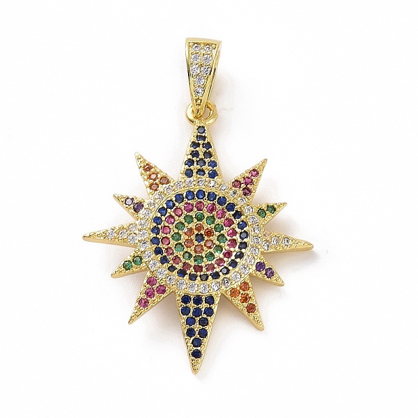 PandaHall Brass Micro Pave Cubic Zirconia Pendants, Real 18K Gold Plated, Sun Charms, Colorful, 32.5x25x3mm, Hole: 5.5x3mm Brass+Cubic...
PandaHall Brass Micro Pave Cubic Zirconia Pendants, Real 18K Gold Plated, Sun Charms, Colorful, 32.5x25x3mm, Hole: 5.5x3mm Brass+Cubic...