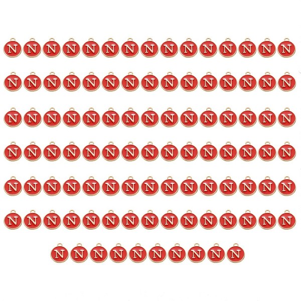 PandaHall Golden Plated Enamel Alloy Charms, Enamelled Sequins, Flat Round, Red, Letter.N, 14x12x2mm, Hole: 1.5mm, 100pcs/Box Alloy+Enamel...
PandaHall Golden Plated Enamel Alloy Charms, Enamelled Sequins, Flat Round, Red, Letter.N, 14x12x2mm, Hole: 1.5mm, 100pcs/Box Alloy+Enamel...