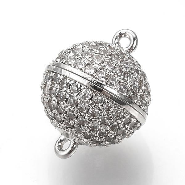 PandaHall Brass Micro Pave Cubic Zirconia Magnetic Clasps with Loops, Round, Platinum, 16x12mm, Hole: 1mm Brass+Cubic Zirconia Round
PandaHall Brass Micro Pave Cubic Zirconia Magnetic Clasps with Loops, Round, Platinum, 16x12mm, Hole: 1mm Brass+Cubic Zirconia Round