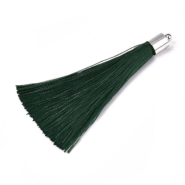 PandaHall Fiber Tassel Big Pendant Decorations, with Platinum Plated Brass Finding, Dark Green, 70~73x7~25mm, Hole: 1.8mm Fibre
PandaHall Fiber Tassel Big Pendant Decorations, with Platinum Plated Brass Finding, Dark Green, 70~73x7~25mm, Hole: 1.8mm Fibre