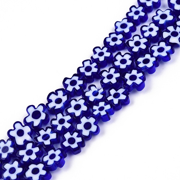 PandaHall Handmade Millefiori Glass Bead Strands, Plum Bossom, Dark Blue, 7~9x7.5~9x2.5~3mm, Hole: 1mm, about 52~54pcs/strand, 15.75...
PandaHall Handmade Millefiori Glass Bead Strands, Plum Bossom, Dark Blue, 7~9x7.5~9x2.5~3mm, Hole: 1mm, about 52~54pcs/strand, 15.75...