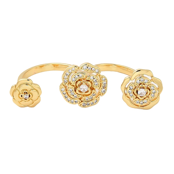 PandaHall Brass Double Finger Rings, Open Cuff Rings, Cubic Zirconia Peony Flower Ring for Women, Real 18K Gold Plated, 3mm, Inner Diameter..., Clear
PandaHall Brass Double Finger Rings, Open Cuff Rings, Cubic Zirconia Peony Flower Ring for Women, Real 18K Gold Plated, 3mm, Inner Diameter..., Clear