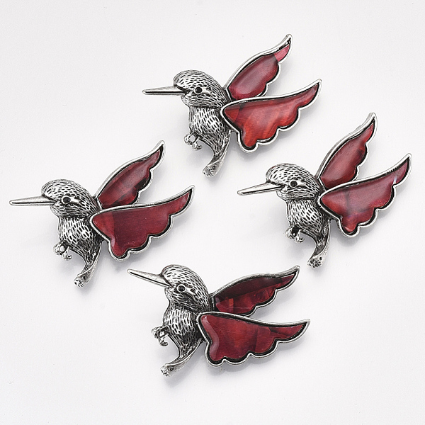 PandaHall Shell Brooches/Pendants, with Resin Bottom and Alloy Findings, Bird, Antique Silver, Red, 31~32x53.5x12~12.5mm, hole: 6x3mm, Pin...
PandaHall Shell Brooches/Pendants, with Resin Bottom and Alloy Findings, Bird, Antique Silver, Red, 31~32x53.5x12~12.5mm, hole: 6x3mm, Pin...