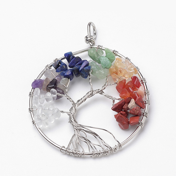 PandaHall Natural Mixed Stone Big Pendants, with Brass Findings, Flat Round with Tree of Life, Platinum, 64x50~52x7mm, Hole: 5x4mm Mixed...
PandaHall Natural Mixed Stone Big Pendants, with Brass Findings, Flat Round with Tree of Life, Platinum, 64x50~52x7mm, Hole: 5x4mm Mixed...