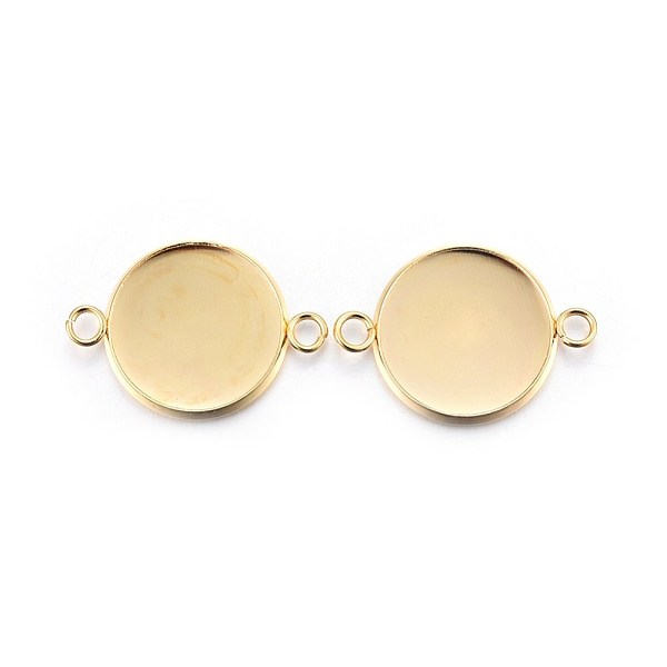 PandaHall 201 Stainless Steel Cabochon Connector Settings, Plain Edge Bezel Cups, Flat Round, Real 24K Gold Plated, Tray: 16mm, 25x18x2mm...
PandaHall 201 Stainless Steel Cabochon Connector Settings, Plain Edge Bezel Cups, Flat Round, Real 24K Gold Plated, Tray: 16mm, 25x18x2mm...