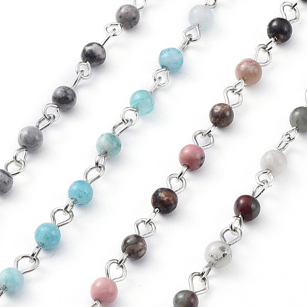 PandaHall Handmade Gemstone Beaded Chains, Unwelded, with Iron Eye Pin, Platinum, 12x4mm, 39.37 inch(1m)/strand Mixed Stone
PandaHall Handmade Gemstone Beaded Chains, Unwelded, with Iron Eye Pin, Platinum, 12x4mm, 39.37 inch(1m)/strand Mixed Stone