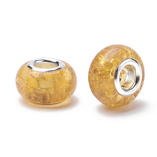 PandaHall Crackle Resin European Beads, Large Hole Beads, with Silver Color Plated Brass Cores, Rondelle, Dark Orange, 13.5~14x8.5~9mm, Hole...
PandaHall Crackle Resin European Beads, Large Hole Beads, with Silver Color Plated Brass Cores, Rondelle, Dark Orange, 13.5~14x8.5~9mm, Hole...