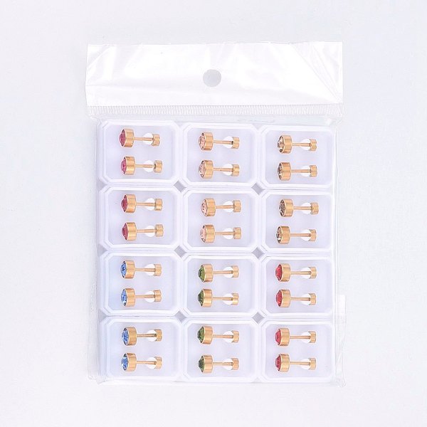 PandaHall 304 Stainless Steel Earlobe Plugs, Screw Back Earrings, with Rhinestone, Flat Round, Golden, Mixed Color, 6x4mm, Pin: 1mm..., Multicolor
PandaHall 304 Stainless Steel Earlobe Plugs, Screw Back Earrings, with Rhinestone, Flat Round, Golden, Mixed Color, 6x4mm, Pin: 1mm..., Multicolor